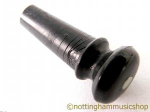 ACOUSTIC GUITAR BLACK PLASTIC END PIN STRAP BUTTON WITH WIITE DOT